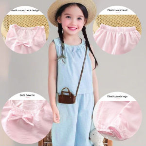 AILEBE Kids Sets Casual Terno Sleeveless Top Shorts Set Fashion Cute Design All-Season Wear Perfect For Daily Wear OOTD Pambahay For Baby Girls 1-14 Years