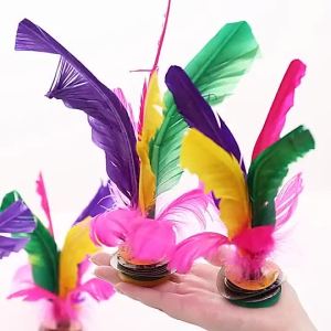 High Quality Chapteh Sepak Bulu Ayam Mainan Traditional Games Kids Rainbow