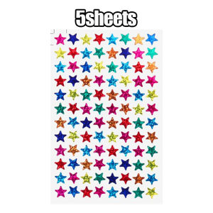 5 Sheets 8 Rows Multiple Colors Kids Reward Stickers Laser Star Stickers DIY Decor Stickers