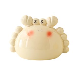 JMKMK Large Capacity Cartoon Crab Money Box Kawaii Ceramics Money Boxes Animal Figurines Funny Piggy Bank Children Use