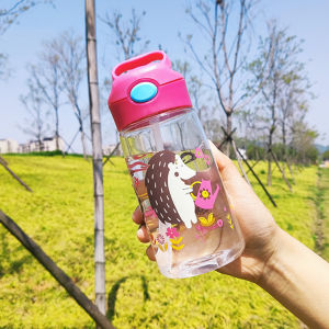 500 มิลลิลิตรเด็กถ้วยน้ำสร้างสรรค์การ์ตูนเด็กให้อาหารถ้วยด้วยหลอดรั่วซึมขวดน้ำกลางแจ้งแบบพกพาเด็กถ้วยถ้วย