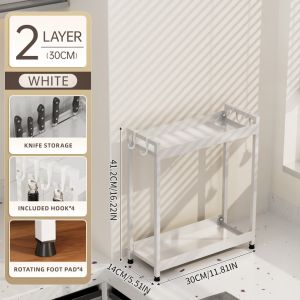 Kitchen Organizer 2-Layer Metal Spice Rack With Seasoning Box Spoon White Condiment Organizer Spice Storage Rack