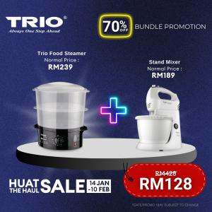 [Limited Bundle Promo]  Trio Steamer 10L + Stand Mixer With Gear Driven Bowl (2.5L)