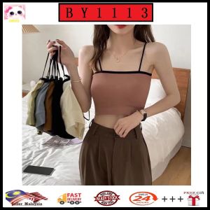 READY STOCK👑BY 178 Women singlet lingerisportseamlessyogajoggingbreastfeedingmaternity bra夏季新品ins风撞色一字围抹胸女无缝外穿打底小吊