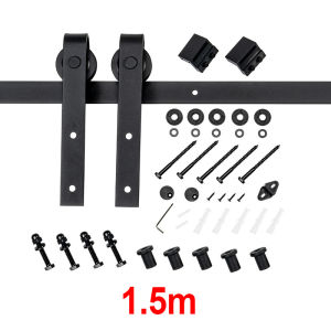 Carbon Steel Barn Sliding Door Set Track Hardware Rustic Interior Wood Barn Sliding Door Hardware