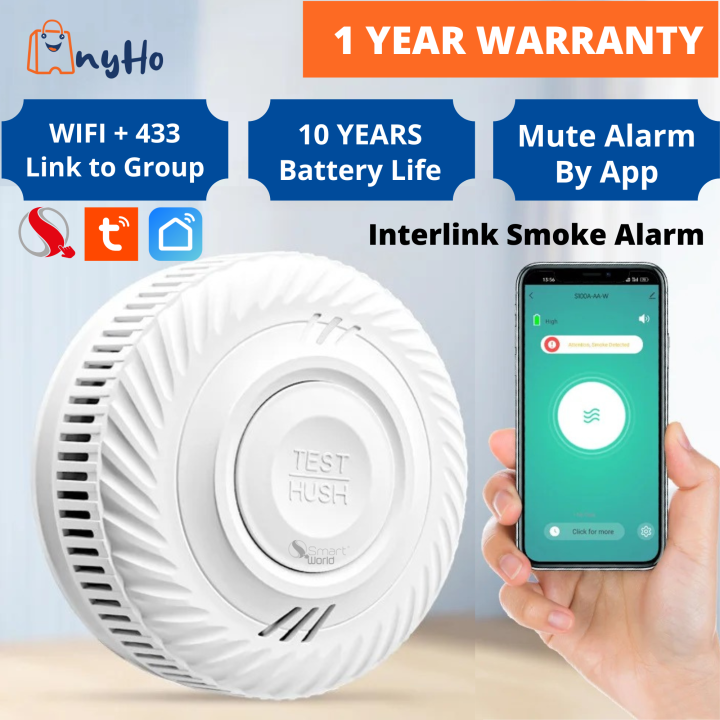 TUYA SMART WORLD WIFI + 433mhz Interlink Smoke Detector 10 Years ...