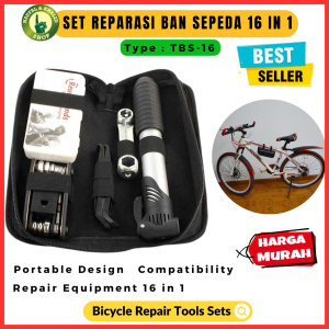 Set Alat Reparasi Ban Sepeda Portable 16 in 1 Warna Hitam - Tahan Lama dan Ergonomis