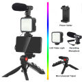 RISE Vlogging Set Equipment Smartphone Video Kit Microphone Bracket Photography Lighting Phone Holder LED Selfie Tripod Recording Handle Portable Stabilizer. 