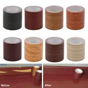 IIUU 5M/Roll Floor Skirting Line Duct Tape Adhensive Tape Wood Grain Repair