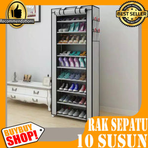 Rak Sepatu 10 Grid 9 Susun / Shoes Rak 10 Layer /Rak Sepatu 10 Tingkat + Cover Debu POLOS