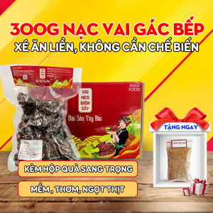 Thịt nạc vai heo sấy giòn HUGI FOOD đặc sản Điện Biên 500g thịt gác bếp Tây Bắc thơm mềm đậm vị tặng kèm chẩm chéo