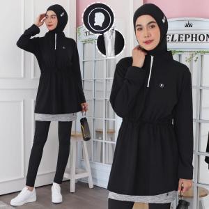Hitjab - Tunik Serut Sport Olahraga Wanita Untuk Bersepeda Padel Lari Senam Fitness 8809