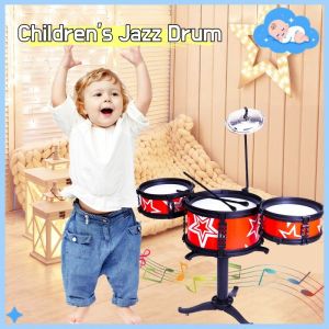 Childrens Jazz Drum Set Mini Percussion Set for Music Education Kids Simulation Toy 3 Drums