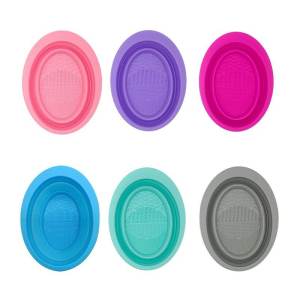 Silicone Makeup Brush Cleaning Mat Cosmetic Brush Cleaner Brush Cleaning Pad Fold able Makeup Brush Cleaning Bowl