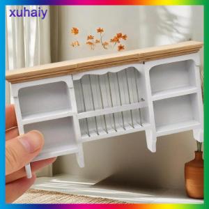 xuhaiy 1 cái 1 12 Dollhouse gỗ lưu trữ Kệ thu nhỏ đồ nội thất tường treo tủ cho Nhà búp bê phòng ăn trang trí