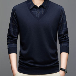 Fake twopiece longsleeved Tshirt shirt knit shirt for father