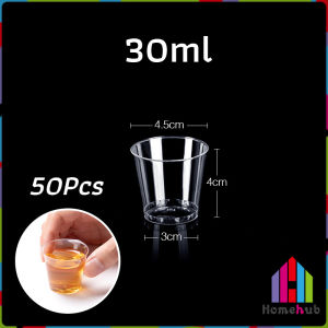 HB 50pcs Disposable Plastic Cup Transparent Household Meal Cup Wedding Cups 30ml 50ml