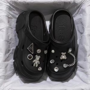 [Free Shipping] 3.5-Inch Platform Clogs PVC Material New Summer Style Cute Design Thick Sole Non-Slip And With A Closed-Toe Design