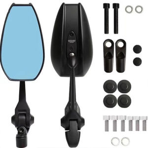 Street King Motorcycle Side Mirror Anti-glare HD Adjustable Blue Lens With Screws Made IN Japan