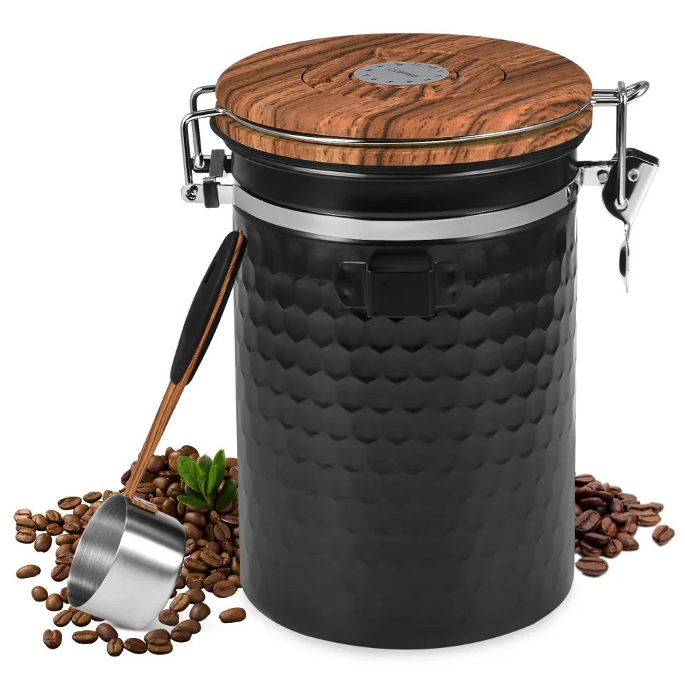 Airtight Coffee Canister For Kg Coffee Beans With Vacuum Lid (Coffee Tea  Container, Stainless Steel Storage Tin With Aroma Seal, Storage Jar For