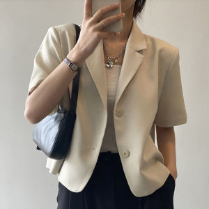 SHUFU 2604 blazer for women korean style croptop plus size office formal fashion short sleeve cardigan plain jacket