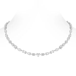 BELLUX 925 Silver Synthetic Zircon Fashion White Diamond Heart-shaped Oval Emerald Cut Geometric Versatile Necklace
