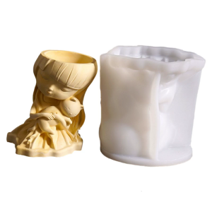Kitten and Girl Flowerpot Silicone Mold Temperature Resistant Easy Demolding for Soap Flowerpot Home Decoration