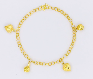 MJ Jewellery 375/9K Gold Bracelet with Love & Bell T108
