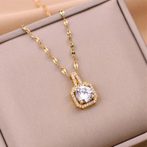 OYJR สร้อยคอผู้หญิงทอง 18k สง่า หรูหรา เงา เหลี่ยมเพทาย ไม่ลอกดําใส่อาบน้ําได้