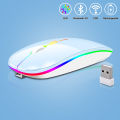 GOOJODOQ Wireless Mouse Rechargeable Bluetooth Mouse for Laptop Rechargeable Mouse Dual Mode 2.4Ghz USB + Bluetooth Mouse For Computer Silent Wireless Mouse LED Backlit. 