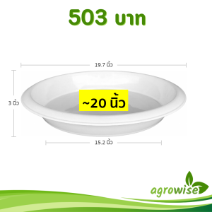 จานรองกระถางต้นไม้ กระถาง กระถางต้นไม้ เบอร์ 22 นิ้ว สีขาว 5 ใบ ชิ้น อัน