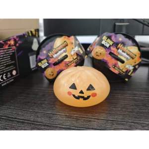 Halloween Squishy Bun Blind Spooky Eyeball Pumpkin Ghost Slow Rising Stress Relief Toy with Steamer Base Cute Horror Squeeze Fidget Toy for Halloween Party Gift Collection