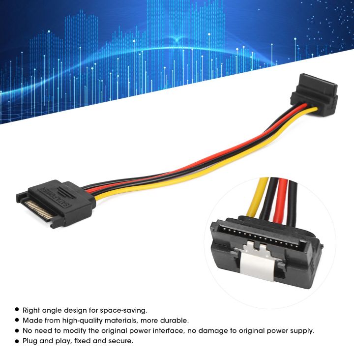 15 Pin SATA Power Extension Cable 90° SATA 15 Pin Male to Female Power ...