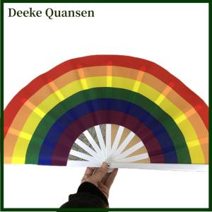 Deeke Cầu Vồng Gấp Người Hâm Mộ Đồng Tính Nữ Trang Trí Gấp Người Hâm Mộ Lớn Cầm Tay Quạt Tre Gấp Fan Hâm Mộ Cho Nam Giới Phụ Nữ Đám Cưới Nhảy Múa G