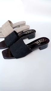 Sandal Zr model hak tahu 3 cm hitam