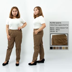 Celana Kerja Formal Kantor Legging Full / Celana Bahan Wanita Jumbo / Karet / Big Size / Celana Kantor Jumbo / Celama Kerja Wanita / Putri Nasya