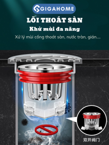 Nắp Đậy Cống Thoát Nước Sàn Nhà Chống Côn Trùng Khử Mùi Lọc Tóc Tiện Dụng GIGAHOME 12128