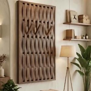 FFBH Solid Wood Hanger Modern Minimalist Rectangle Aesthetic Wall Coat Racks Entryway Hall Luxury Clothing Rack Storage Furniture Z1H5K