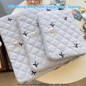 Túi Đựng iPad Máy tính bảng Laptop Chống Sốc màu pastel xinh xắn hoạ tiết nơ đơn giản lót lông mềm