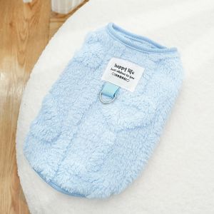 SEKINEW Ấm áp Áo gile nhung cho chó Mềm mại ấm áp Jacquard dày dặn Áo khoác lông cừu cho chó Dễ thương Lỗ dây đai Áo hoodie cho chó con Mùa Thu Đông