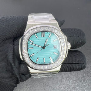 Nautilus Aqua Blue Co Branded Series Automatic Mechanical Watch for Man Classic Diamond Dial AAA Sapphire Glass Fake Watch