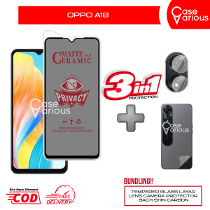 Tempered Glass Oppo A18 Anti Gores Spy Matte Privacy Free Camera Lesn dan Skin Carbon