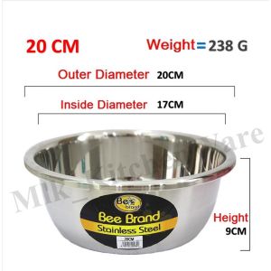 MLK Extra Tebal Mixing Bowl Stainless Steel Basin Mangkuk Campur Perasa Seasoning Bowl Berkualiti