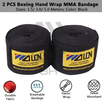 3H Pembalut Tangan Boxing - Velcro Adjustable & Bernafas/Boxing Hand Wrap MMA Muay Thai For Training