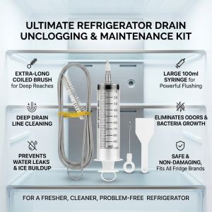 Fridge Drain Cleaner Refrigerator Drain Tool 5 Piece Set Ice Clog Remover Defrost Drain Unclog Kitchen Appliance Accessory