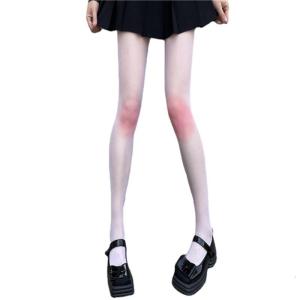 Women Sweet Girl Ultra Thin Transparent Pantyhose Japanese Style Gradient Pink Blusher Cheek Color Knee Sheer Tights Cosplay Stockings Lingerie