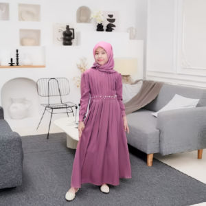 Reline Dress Crinkle Airflow Gamis Anak Variasi Mute Terbaru Usia 5 Sampai 12 tahun