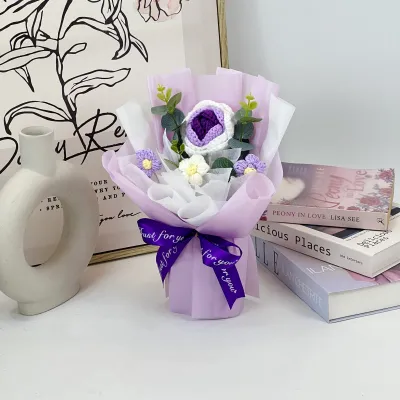 1 Stalk Rose Crochet Flower Bouquet Daisy Artificial Bunga Romantic Gift Valentine’s Anniversary Birthday Special Teachers Day Convo Grad