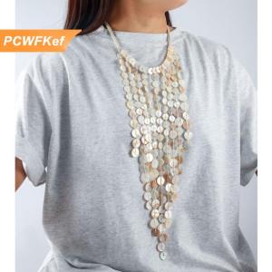 【PCWFKef】 Hạt làm bằng tay dệt vỏ tua Vòng cổ mùa hè bãi biển phong cách nhiều lớp xương đòn chuỗi phụ kiện trang sức thời trang của phụ nữ
