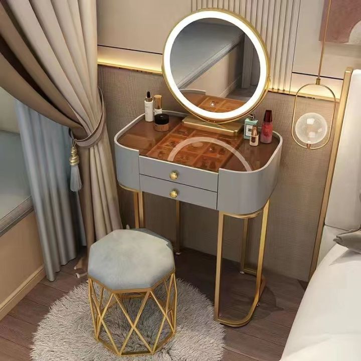 Dressing Table, Small Bedroom, Nordic Light Luxury, Minimalist Mini New High-end Dressing Table, Storage Cabinet, Integrated Table 5ORU